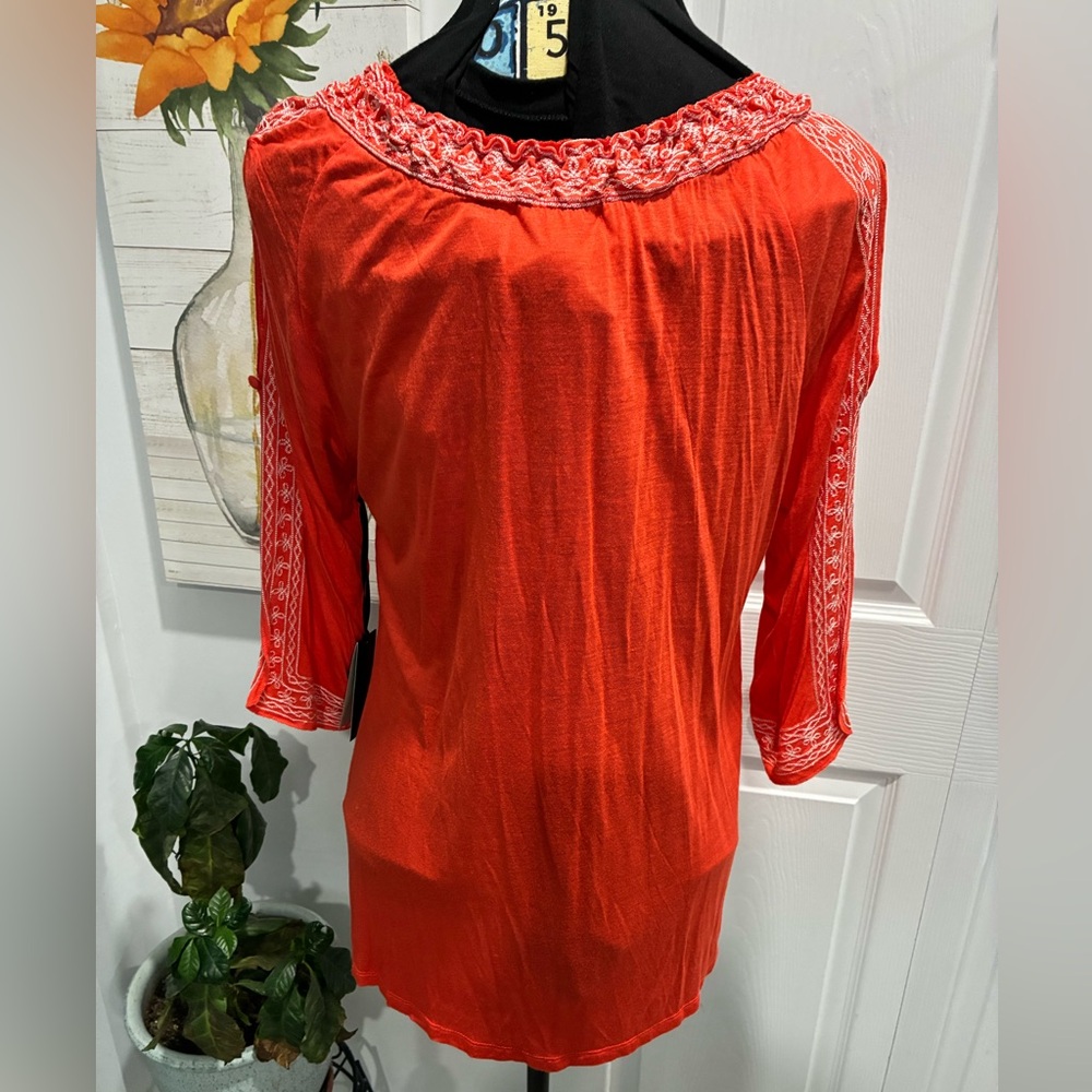 FYLO Orange Embroidered Women's Top - Picture 6 of 9